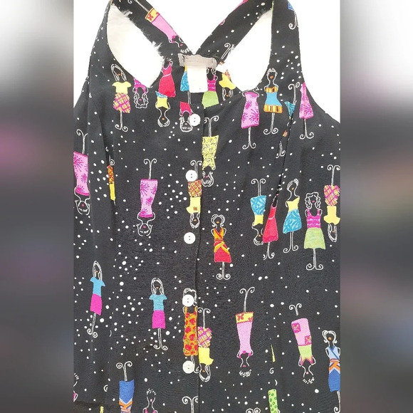 Carol Anderson Vintage‎ Sleeveless Black Mannequin Novelty Print Size 12P - Picture 4 of 9